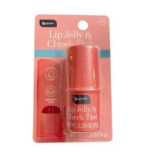 B Pure Lip & Cheek Jelly Stick Coral, Buildable Color, Hydrating, Paraben Free